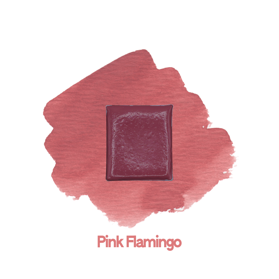 Demi-godet d'aquarelle artisanale individuel - Pink Flamingo