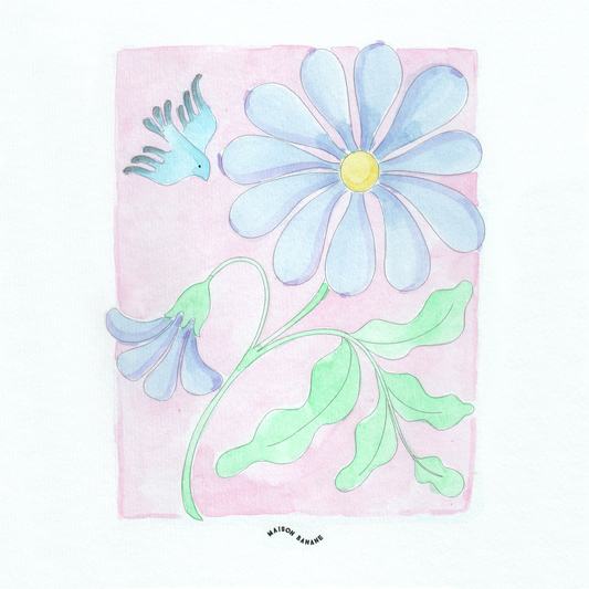 dessins a l'aquarelle artisanale Maison Banane