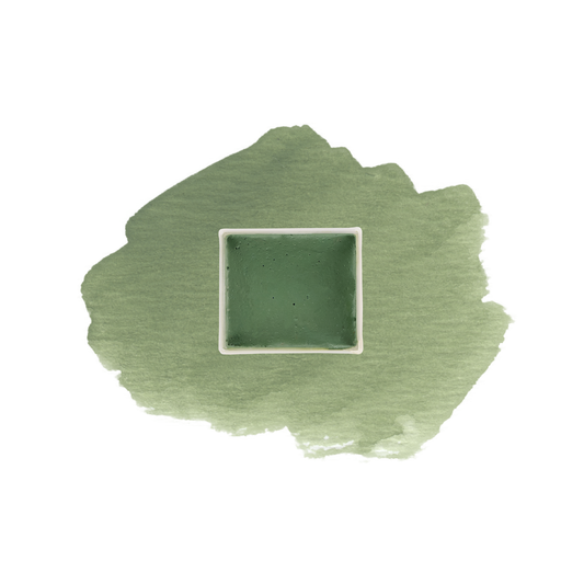 1984 Green demi-godet d'aquarelle artisanale vegan