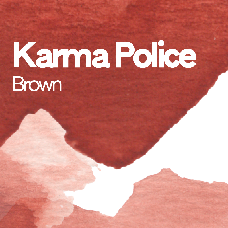 Demi-godet d'aquarelle artisanale individuel - Karma police brown