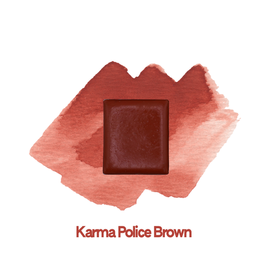 Demi-godet d'aquarelle artisanale individuel - Karma police brown
