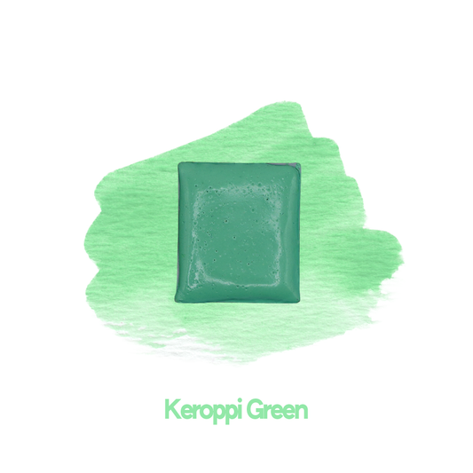 Demi-godet d'aquarelle artisanale individuel - Keroppi Green