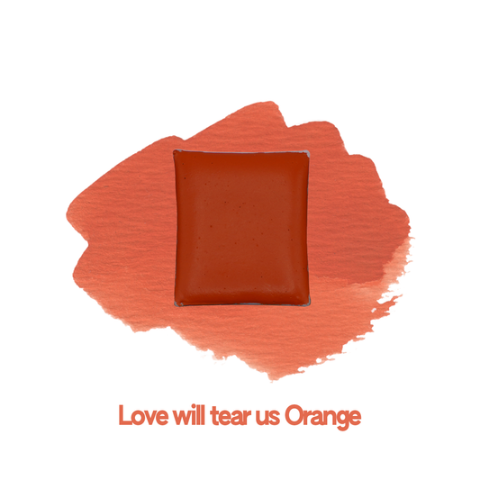 Demi-godet d'aquarelle artisanale individuel - Love will tear us Orange