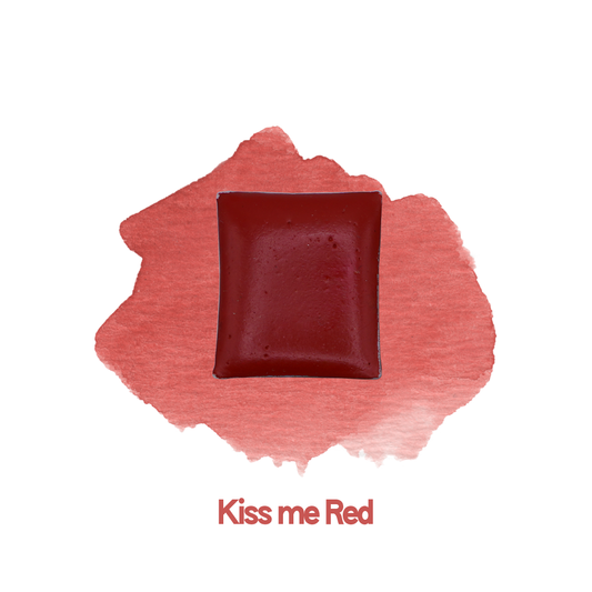 Demi-godet d'aquarelle artisanale individuel - Kiss me Red
