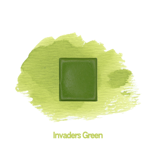 Demi-godet d'aquarelle artisanale individuel - Invaders Green