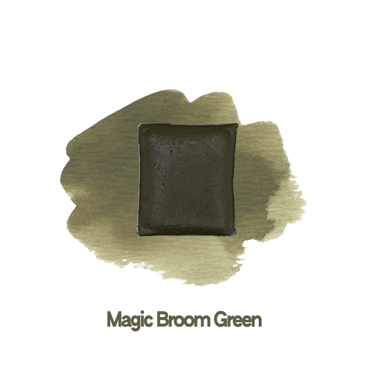 Demi-godet d'aquarelle artisanale individuel - Magic Broom Green