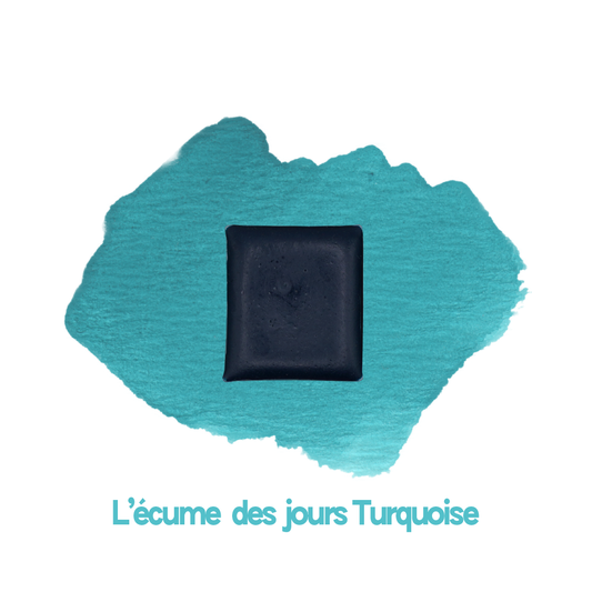 Demi-godet d'aquarelle artisanale individuel - L’écume des jours Turquoise