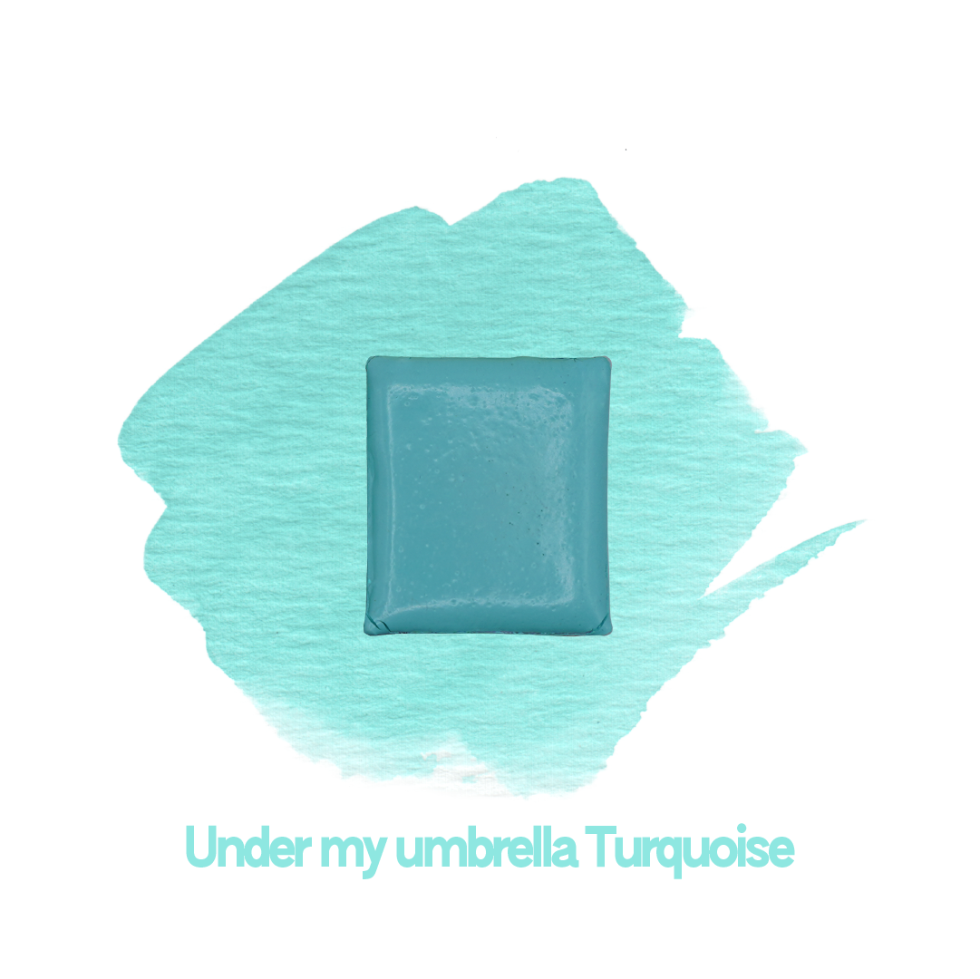 Demi-godet d'aquarelle artisanale individuel - Under My Umbrella Turquoise