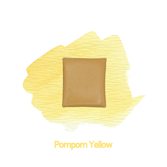 Demi-godet d'aquarelle artisanale individuel - Pompom Yellow