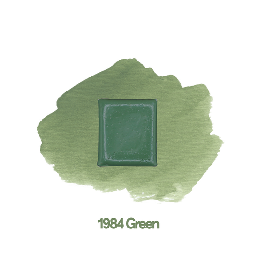 Demi-godet d'aquarelle artisanale individuel - 1984 Green