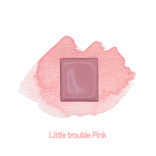Demi-godet d'aquarelle artisanale individuel - Little trouble pink
