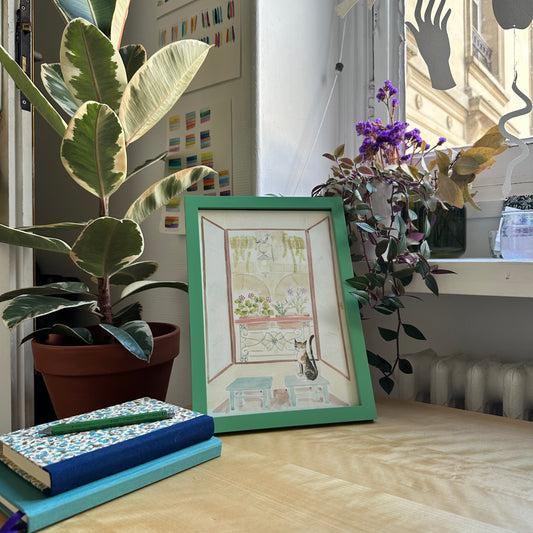 dessins a l'aquarelle artisanale Maison Banane
