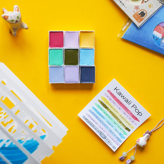 Palette d'aquarelles artisanales vegan Kawaii pop
