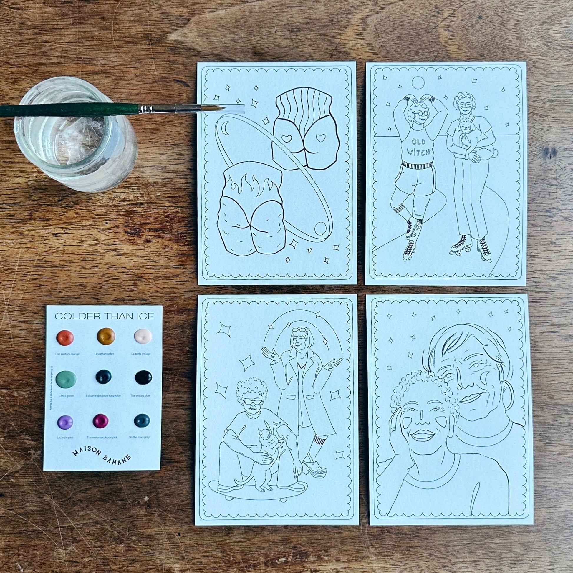 kit de coloriage a l'aquarelle artisanale Maison Banane 