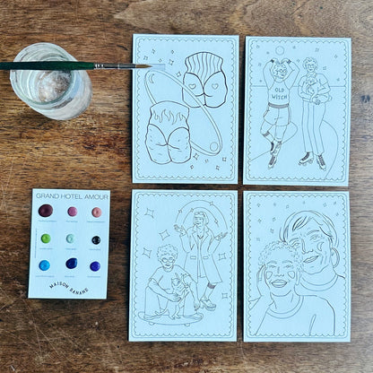 kit de coloriage a l'aquarelle artisanale Maison Banane 