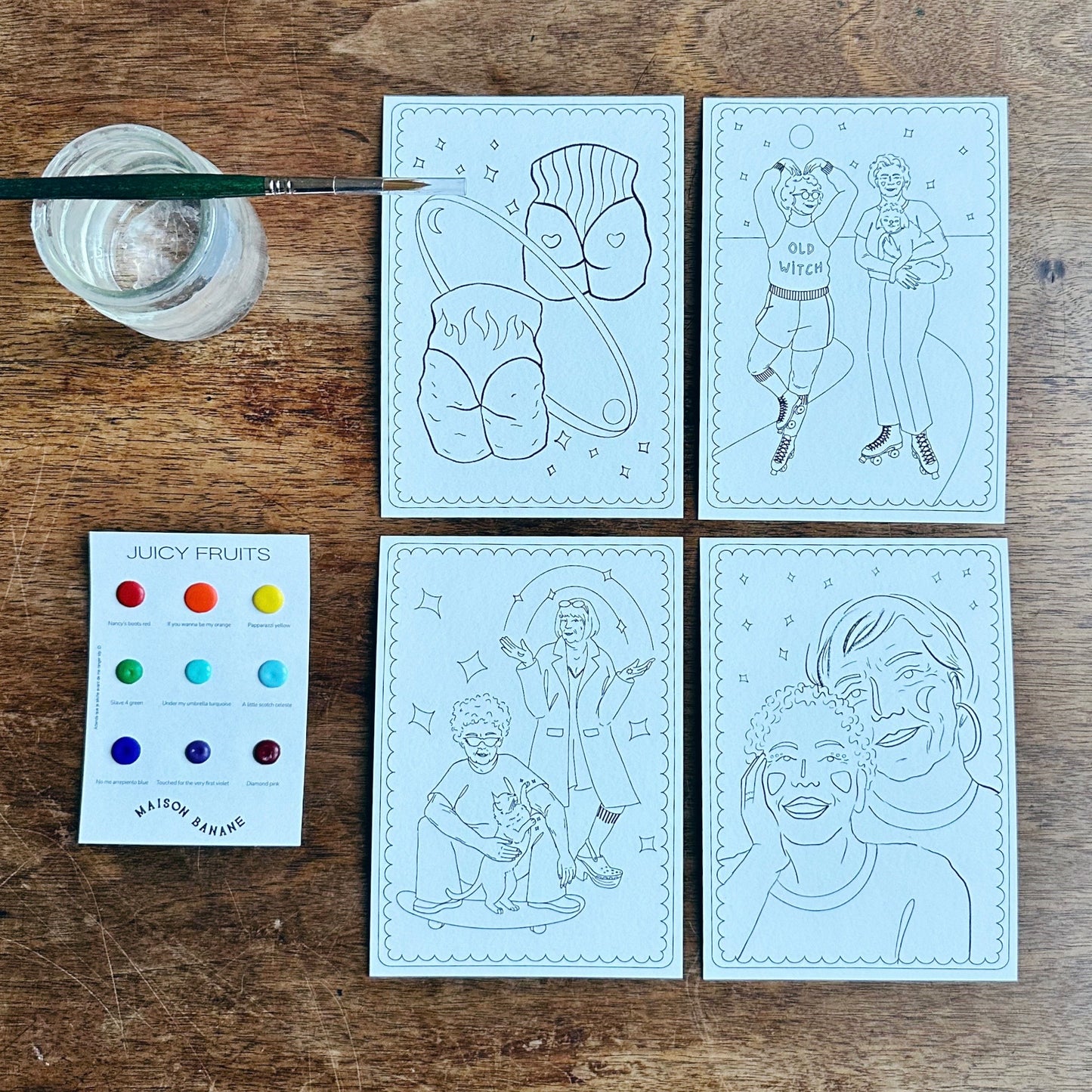 kit de coloriage a l'aquarelle artisanale Maison Banane 