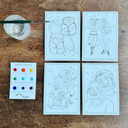 kit de coloriage a l'aquarelle artisanale Maison Banane 