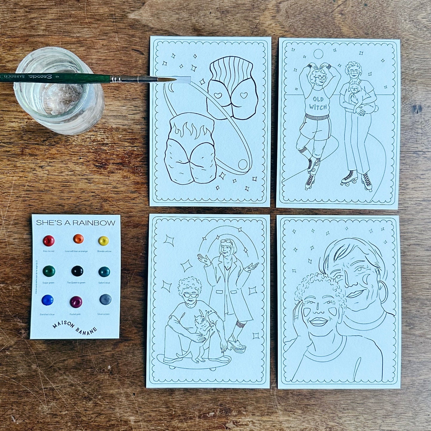 kit de coloriage a l'aquarelle artisanale Maison Banane 