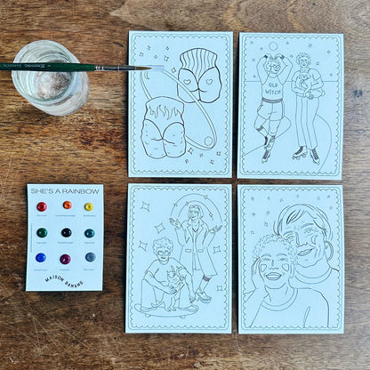 kit de coloriage a l'aquarelle artisanale Maison Banane 