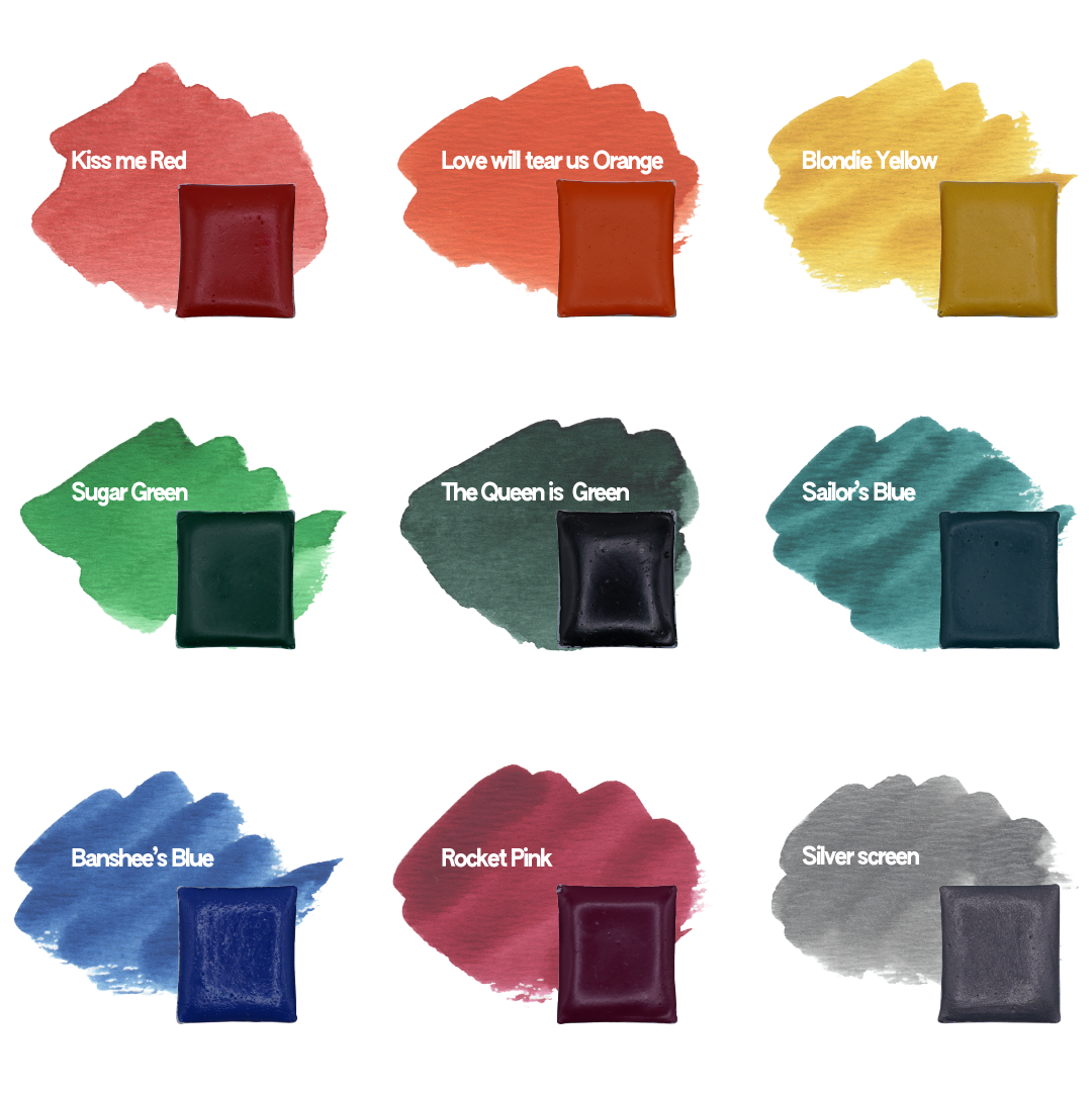 Kit deluxe - Palette d'aquarelle artisanale + cahier  + pinceau